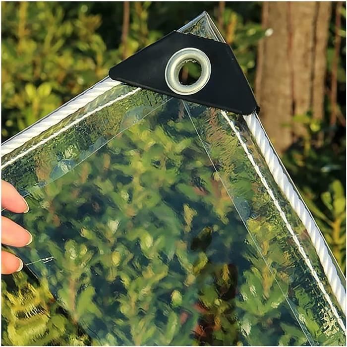 Rideaux Transparents Imperméables Pour Pergola Et Terrasse - Bâche PE 0,12 Mm, œillets Tous Les 50 Cm - Sur Mesure (3x2,5 M)