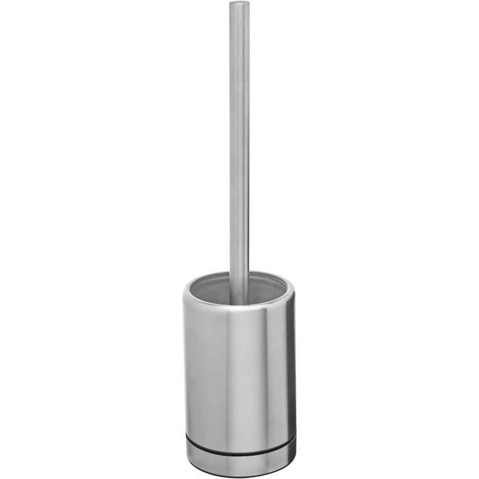 Brosse WC Design En Acier Inoxydable Et Verre - Support Avec Brosse Noire, 36,5 Cm, Bambelaa
