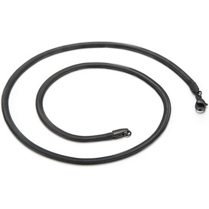 Chaîne Collier Serpentine Acier Inoxydable Argenté 45cm+5cm - Femme, Rétro