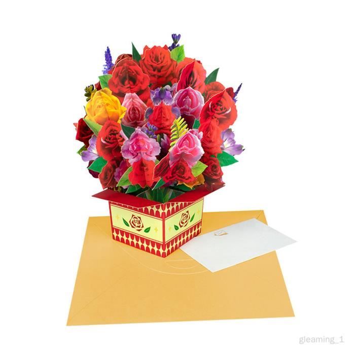 Carte De Vœux 3D Relief Fleurs Et Papillons - Carte Pop-up Élégante Pour Anniversaire, Mariage, Fête Des Mères - Avec Enveloppe - Idée Cadeau Émotionnelle