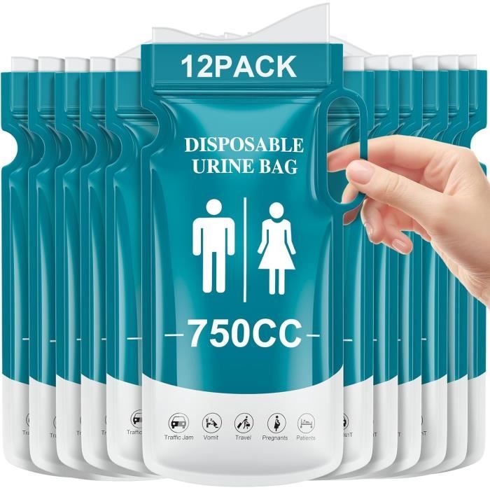 Lot De 6 Sacs à Urine Jetables, 700 Ml, Pliables Pour Les Déplacements, Bouteilles D'urine Portables Pour Hommes Avec Gel, Toilettes Mobiles Pour Les Déplacements, Pour Hommes, Femmes, Enfants Et