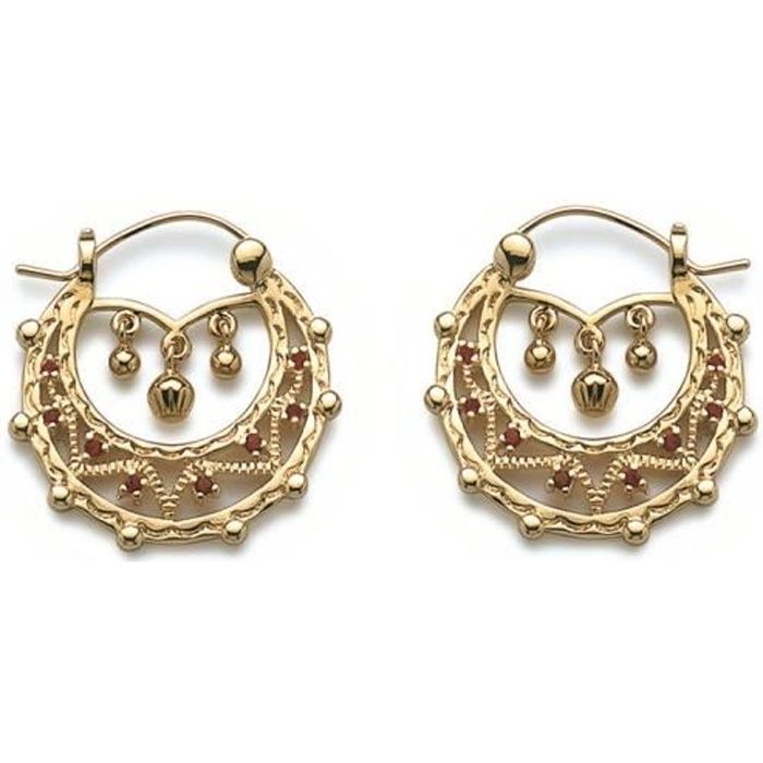 Boucles D'oreilles Créoles Allongées Plaqué Or 18 Carats - Marque Tata Gisele, Neuves Avec étiquettes