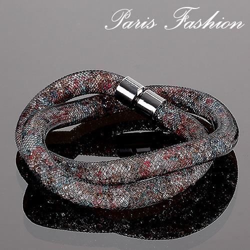 Collier ou bracelet multitour résille noir strass - Achat / Vente ...