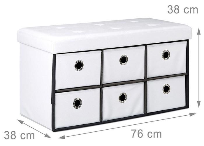 Banquette Banc Coffre De Rangement Avc Tiroirs 76 Cm Blanc 3013002
