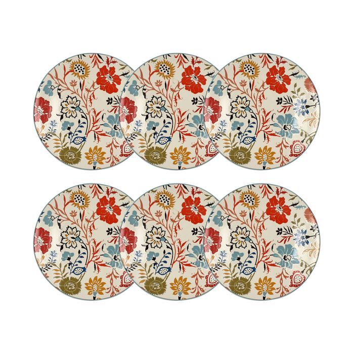 Lot De 6 Assiettes à Dessert En Grès Nude - 20 Cm - Paris Prix - Couleur Rose Unie
