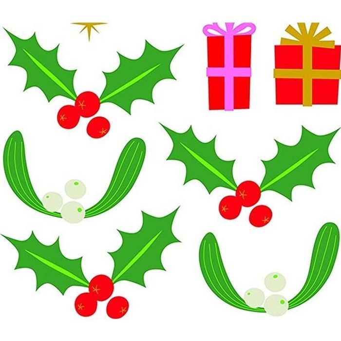 Stickers Fenêtre Noël Draeger - Décorations électrostatiques Repositionnables - 10 Motifs Couronne