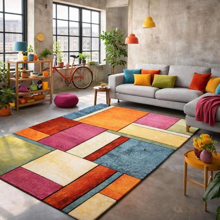 Tapis Moderne 280x380 Cm Brillance Geometrique Multicolore Polypropylene Un Amour De Tapis Cdiscount Maison