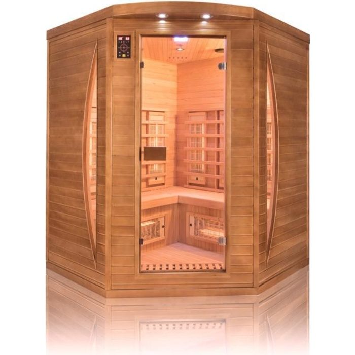 Sauna infrarouge Spectra 3 places angulaire - France Sauna - 160x160x200cm