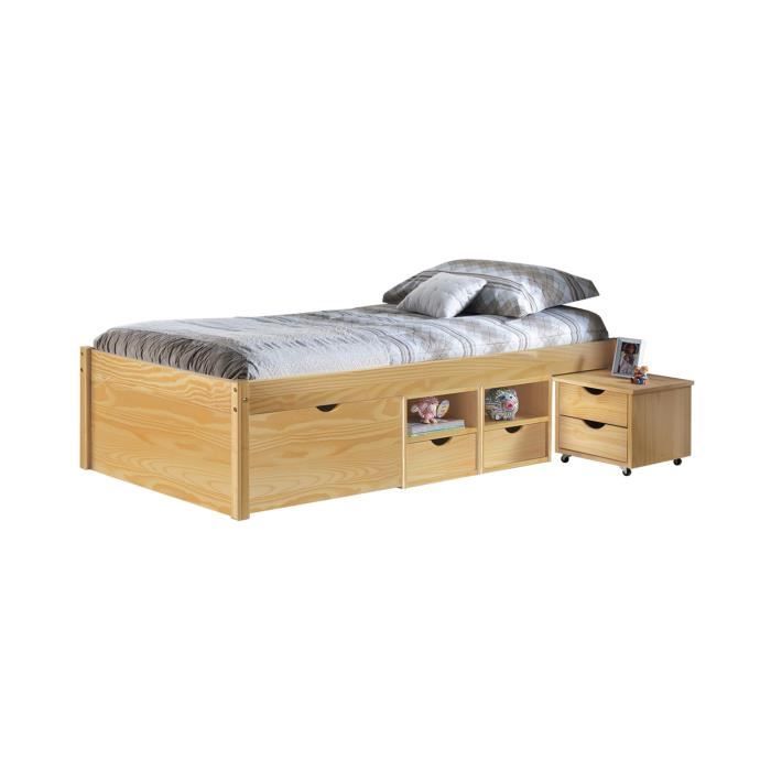 ensemble lit 90x200 cm 1 chevet en pin massif naturel chambery achat vente chevet ensemble lit 90x200 cm 1 cdiscount