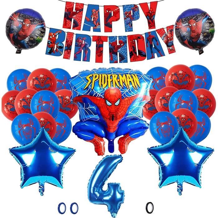 74 Pièces Spider-man Anniversaire Ballon, Spider-man Anniversaire  Décoration 3 Ans, Spider-man Ballon en Latex, Spider-man Arrière-plan,  Convient aux
