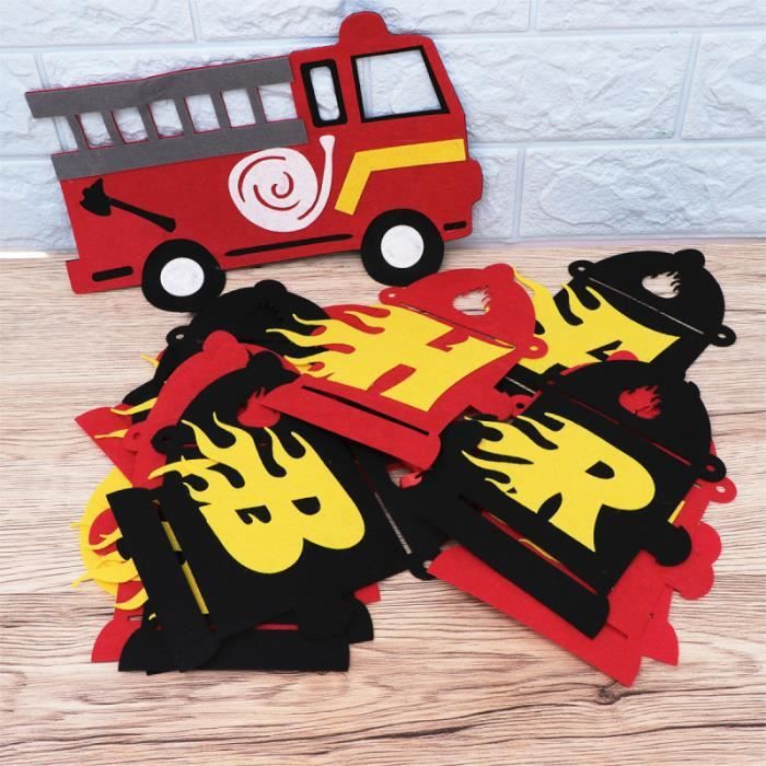 1 Ensemble Banniere Camion De Pompier Decoratif Joyeux Anniversaire Pratique Pour Banderole Banniere Guirlande Hors Noel Cdiscount Maison