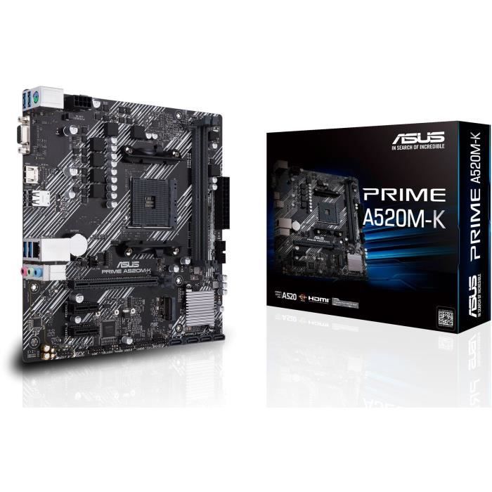 Carte mère – ASUS – PRIME A520M-K – AMD A520 – Micro ATX – 64 Go RAM