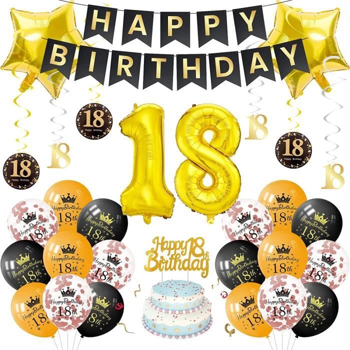 Deco Anniversaire 18 Ans, Decoration Anniversaire 18 Ans Ballon Noir Et