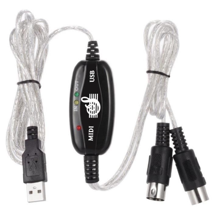 USB in-Out C/âble Adaptateur Midi Musique Clavier Piano pour Interface Pc Portable Converter pour Ordinateur Portable Clavier Piano Windows Pc Noir C/âble USB Midi