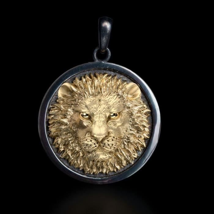 pendentif tête de lion or