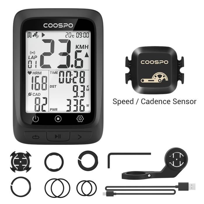 Ordinateur De Vélo GPS Coospo BC107 Sans Fil - Odomètre, Compteur De Vitesse, écran 2.4", Bluetooth/ANT+, Neuf