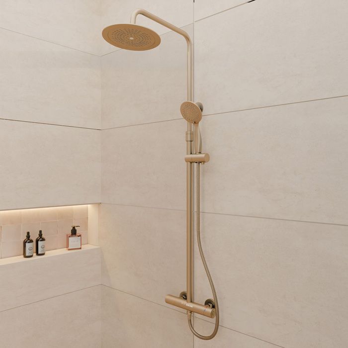 Colonne de douche Mécanique finition Or Doré Brossé - 133x26x52 cm - MOLLY GOLD