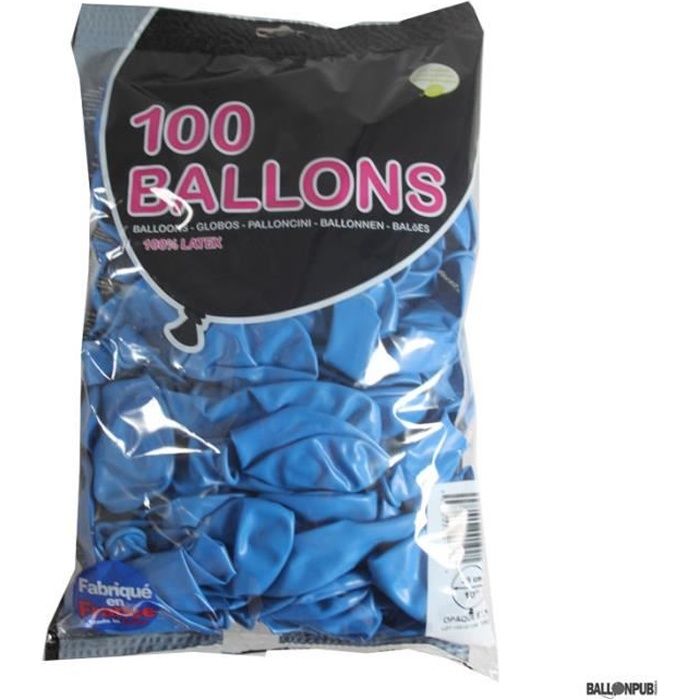 100 Ballons de Baudruche couleur Bleu -