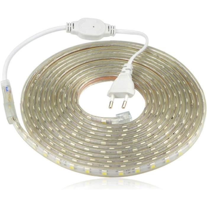 Ruban à LED, Ruban LED Etanche, Lumineux Bandeau Led 220v, 5050 IP65  Etanche Bande Strip Led, blanc chaud (1m)