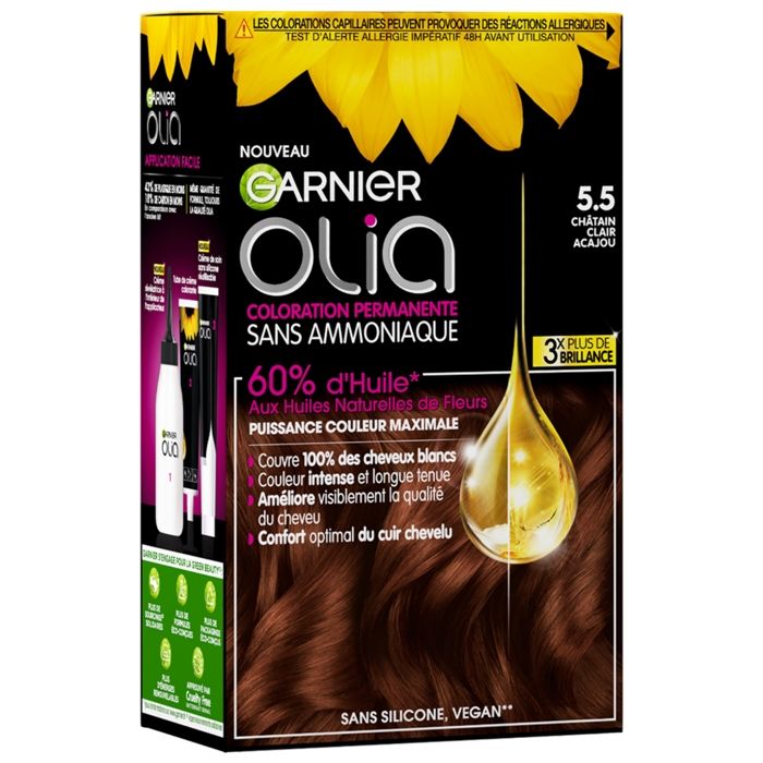 Coloration Permanente Olia GARNIER - Sans ammoniaque - 5.5 Châtain Clair Acajou