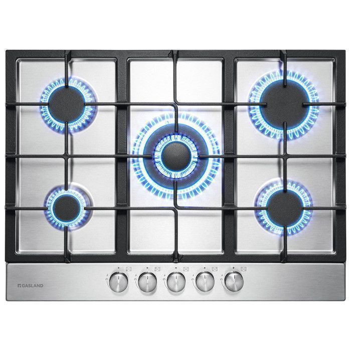 GASLAND GH2705SS1FC Plaque 5 foyers gaz inox 76 cm Acier inoxydable Encastrable Professionnelle