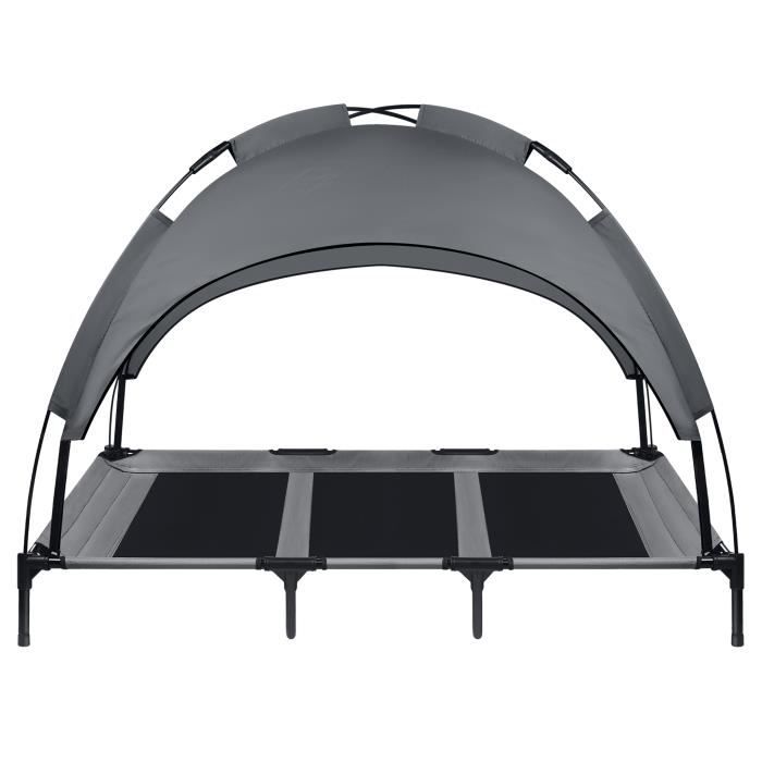 Comparer les prix de HENGMEI Lit pour Chien et Chats, Couchage Extérieur Surélevé Lit pour Animaux de Compagni avec Baldaquin & Meubles(XL-122x92x102cm)