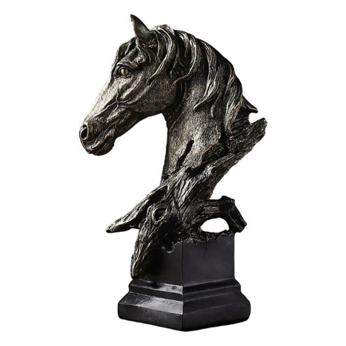 MagiDeal Statue Tête De Cheval En Bois - Ornement Bureau Sculpture Buste Animal Décoration Maison