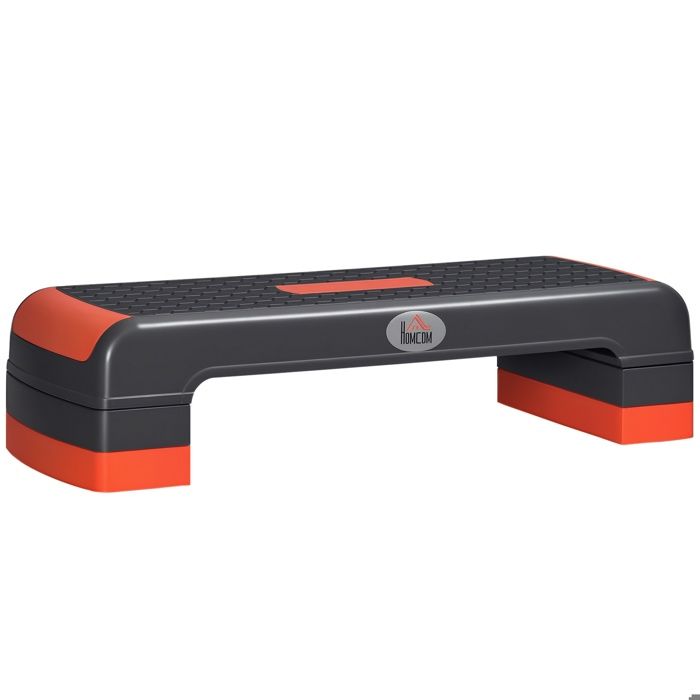 Stepper - HOMCOM - aérobic fitness hauteur réglable 3 niveaux 10/15/20 cm antidérapant - plastique - 78x28x20cm - gris rouge