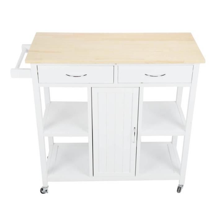 Chariot De Rangement Cuisine 5 Niveaux - Bois Et Métal, Tiroirs Coulissants, Roulettes, 32,5x36,5x82 Cm, Pour Fruits, Légumes, Micro-ondes… - 2