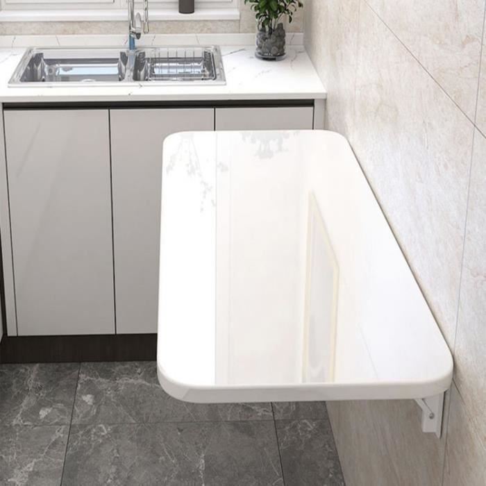 Table Murale Rabattable - KEDIA - Blanc - 60 * 30 * 1 6 cm - Bois Massif