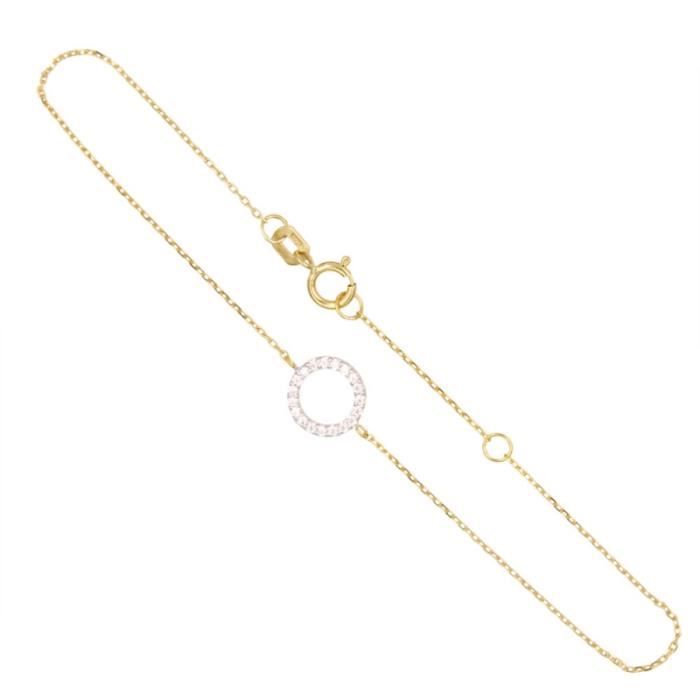Bracelet Or Bicolore - Anneau Pavé de Zirconiums - LATELIER DAZUR - Femme - Maille Forçat Bracelet Or Bicolore - Anneau Pavé de Zirconiums - LATELIER DAZUR - Femme - Maille Forçat