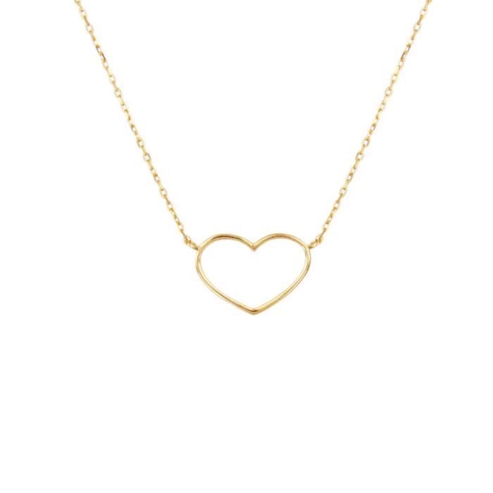 Meilleurs prix pour Collier Coeur - Or Jaune - Femme - L'ATELIER D'AZUR - Longueur Ajustable 42cm-40cm - Poids indicatif 0.80gr