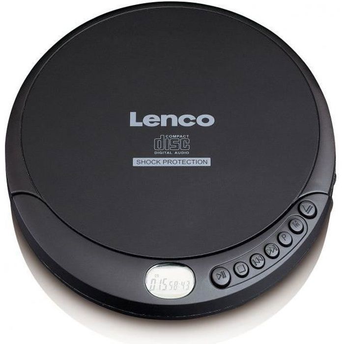 Lecteur CD portable LENCO CD-200 - Noir - Résistant aux chocs - Lecture MP3 - Aléatoire - Répéter tous