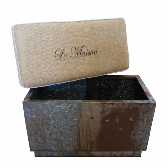 Pouf Coffre Grande Boite De Rangement Metallique Malle A Jouets