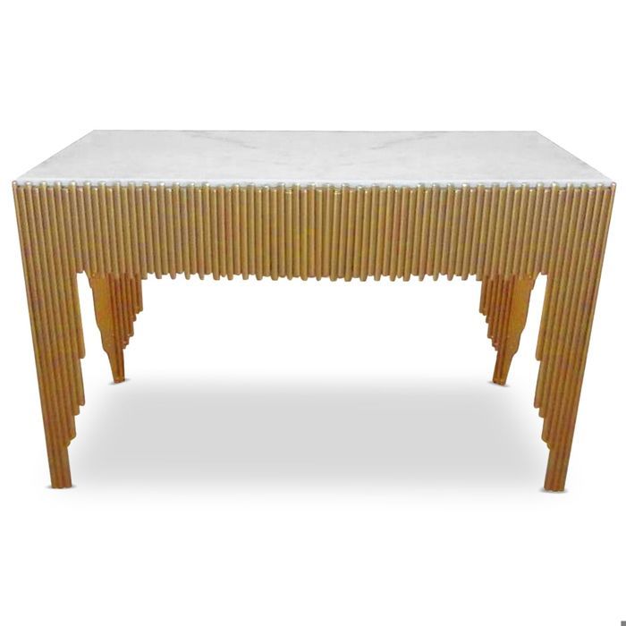 Console design Galantine Marbre Blanc pieds Or