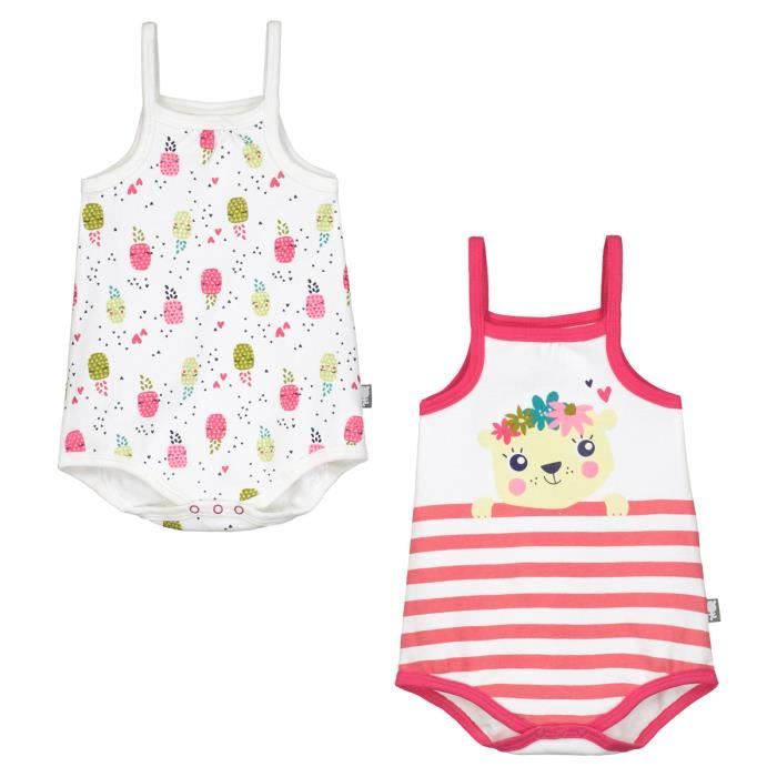 Lot De 2 Bodies Bebe Fille Debardeur Love Caraibes Taille 3 Mois 62 Cm Multicolor Cdiscount Pret A Porter