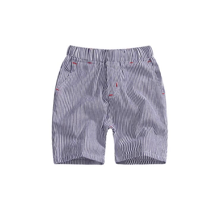 shorts enfant garcon taille elastiquee raye shorts enfant 3 12 ans bleu marine cdiscount pret a porter