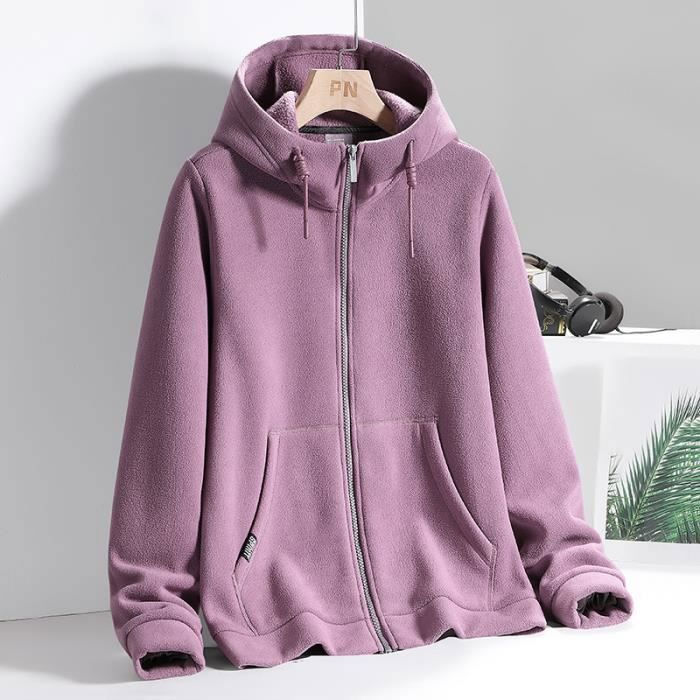 Veste Polaire Femme - Marque - À Capuche Hiver Chaude Zippee - Violet -  Randonnée Alpinisme - Manches longues