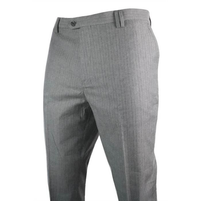 Hommes Coupe Slim Skinny Pantalon Fashion Gris Avec à rayures Casual Solid Color Pantalon Gu