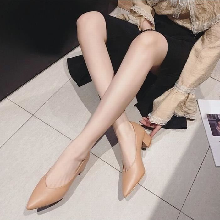 Escarpins Femme Marque Modèle Talon carré 5cm Cuir