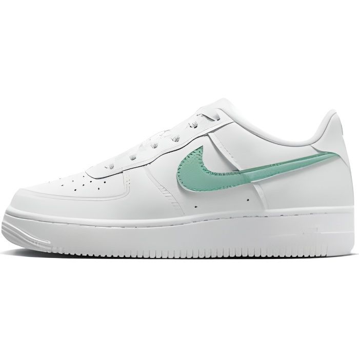 basket nike air force 1 junior - fille - blanc vert - cuir lacets