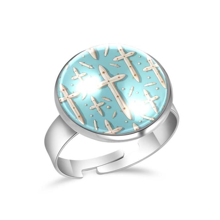 Bague Ouverte Réglable Motif Fleur Vintage - Acier Inoxydable, Design Déclaration - Cadeau Anniversaire, Noël - 8