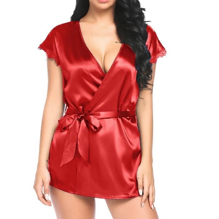 Chemise de nuit rouge satin clearance