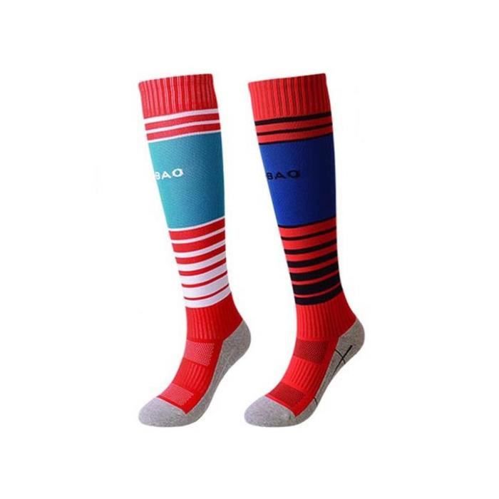 Lot De 2 Chaussettes De Football Enfant – Bleues, 33cm, Montantes, Polyester Respirant, élastiques Antidérapants, Lavage Machine