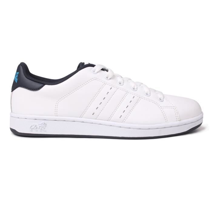 Baskets en cuir Lonsdale Leyton pour hommes Blanc bleu marine Lacets Blanc bleu marine Cdiscount Chaussures