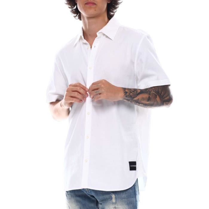 Chemise Calvin Klein Oxford Homme Blanche Manche Courtes