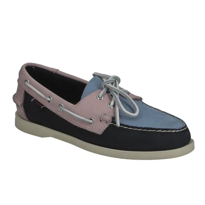 Chaussure bateau Sebago Dockside en daim marine, rose et bleu ciel - Homme - 44 1/2