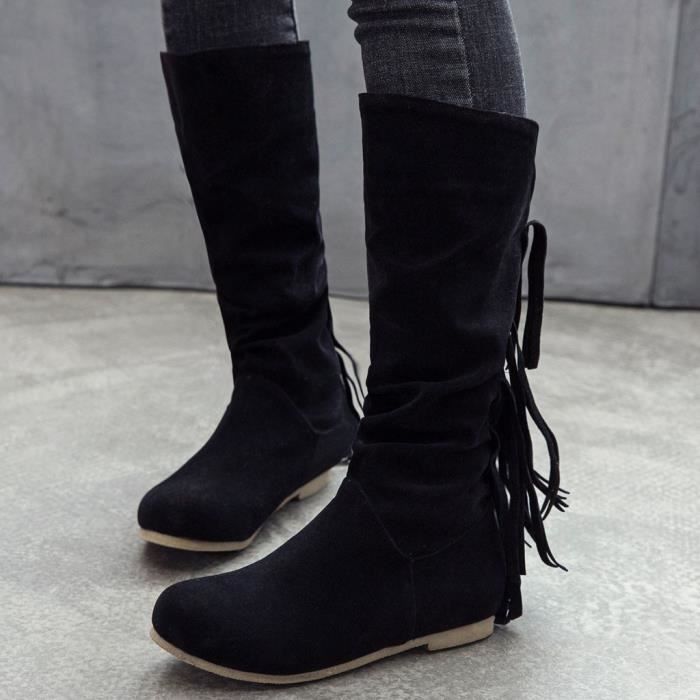 OS Bottes en daim pour femmes Bottes d hiver brod es franges