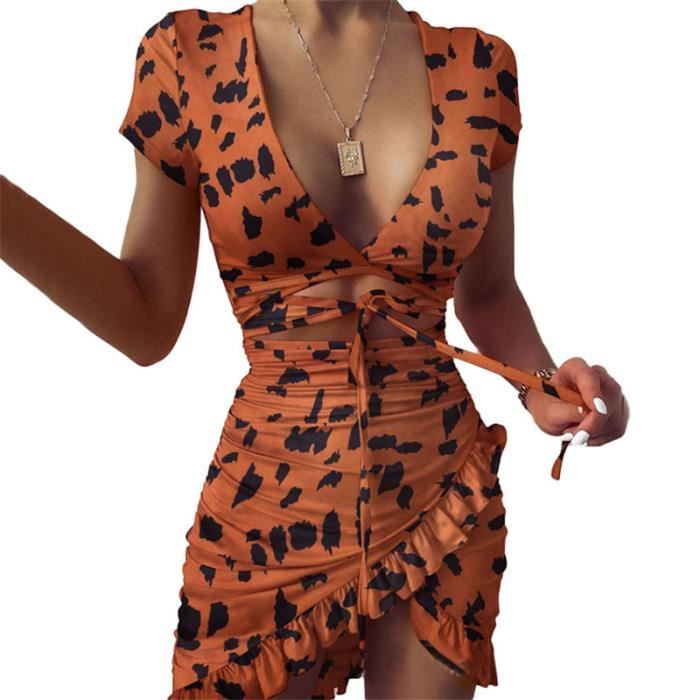ROBE Femme 2021 d t sexy en dentelle col en V et irr guli re
