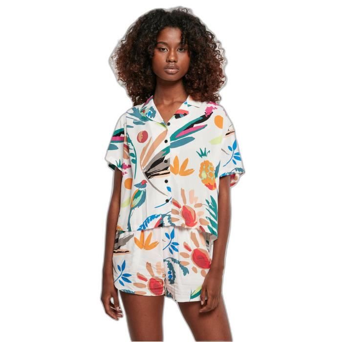 Chemise femme Urban Classics viscose resort blanc 5XL Blanc